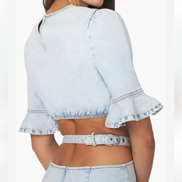 Denim Mini Skirt - NWT WeWoreWhat Cut Out Indigo Comfort Skirt - Picture 2 of 16